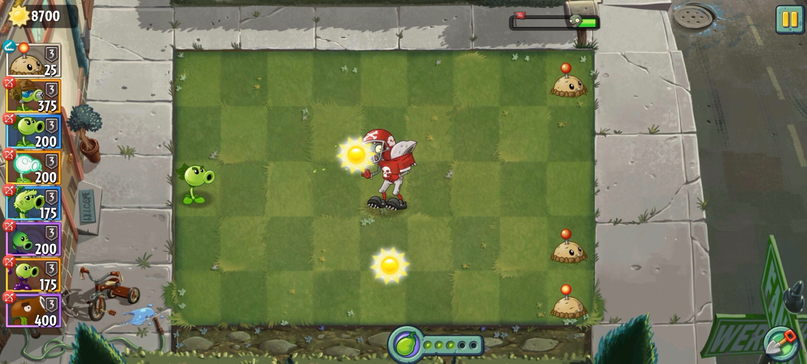 pvz2 3阶豌豆 vs 4阶橄榄球僵尸