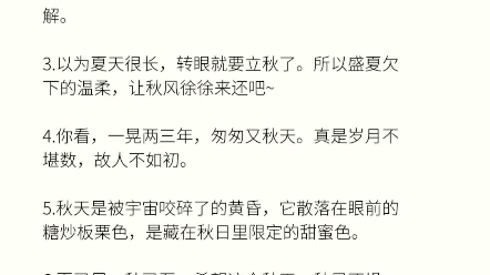 岁月不堪数,故人不如初.立秋了,努力挣钱.毕竟冬天的衣服比夏天的贵.#诗词 #走心文案 #触动心坎的那些话哔哩哔哩bilibili