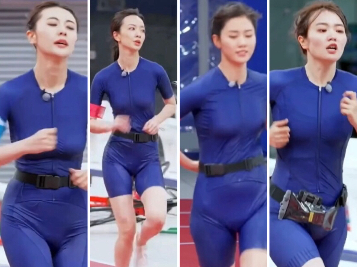 问:张舒越,罗平章,高菡,伊拉娜四位穿着运动紧身衣的美女主持人你更