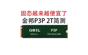 固态越来越便宜了 金邦P3P 2T简测