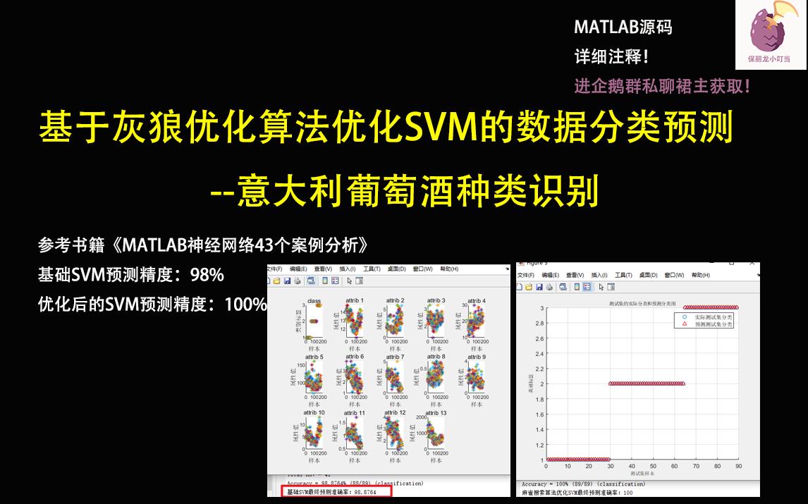 基于灰狼优化算法优化SVM的数据分类预测意大利葡萄酒种类识别+MATLAB源码+详细注释+小白必备哔哩哔哩bilibili