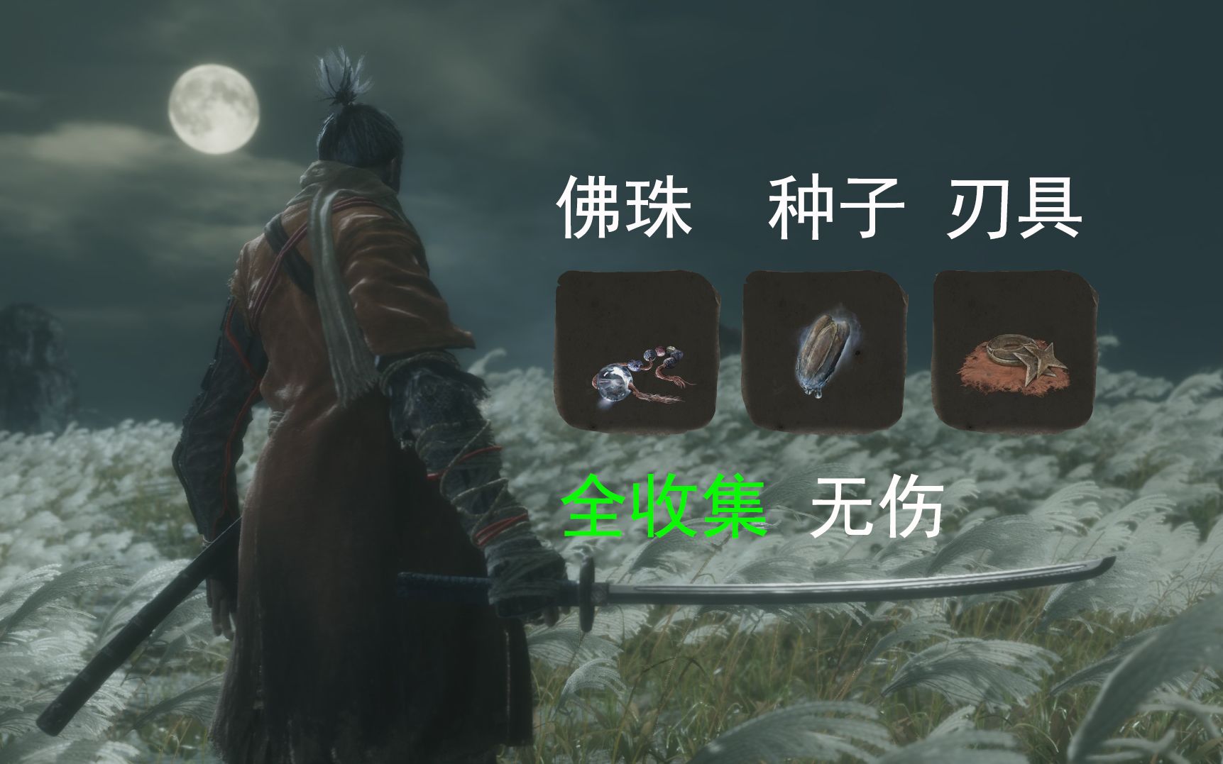 尼克 《只狼》boss:弦一郎初见 赤鬼 鬼形部 无伤 佛珠 葫芦种子 初级