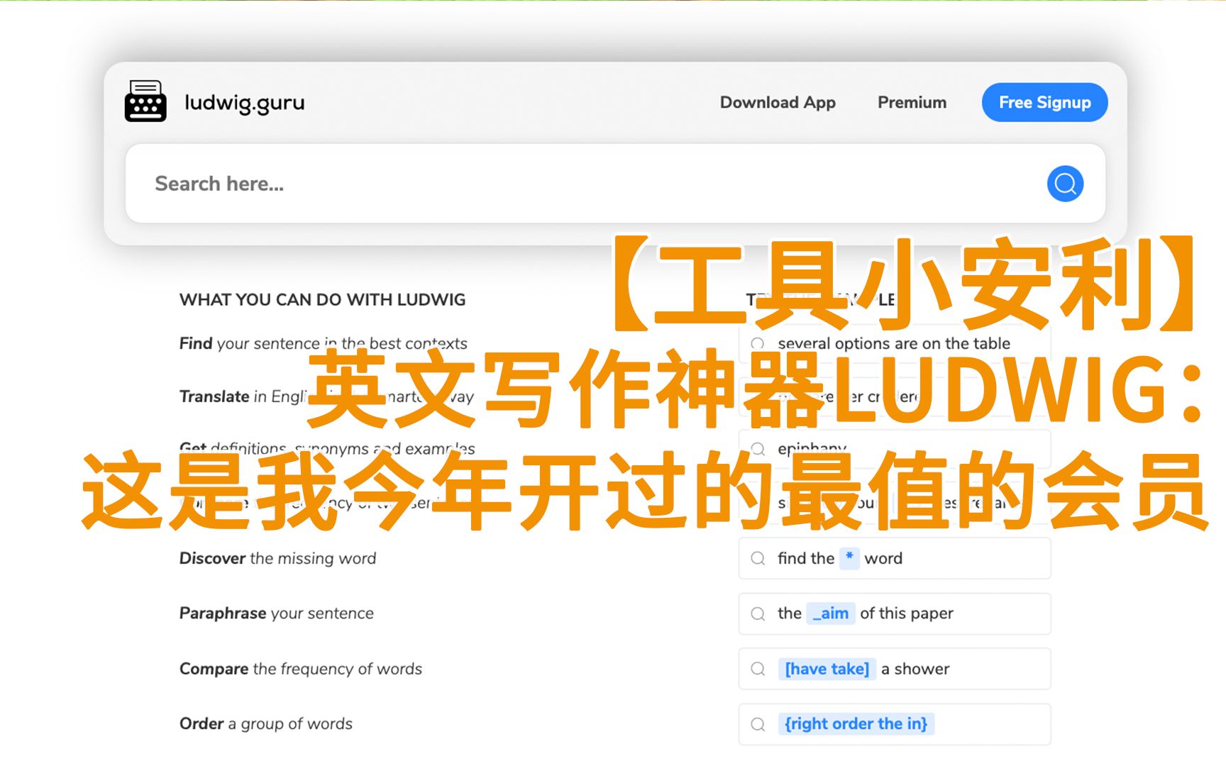 【工具小安利】英文写作神器Ludwig:这是我今年开过的最值的会员哔哩哔哩bilibili
