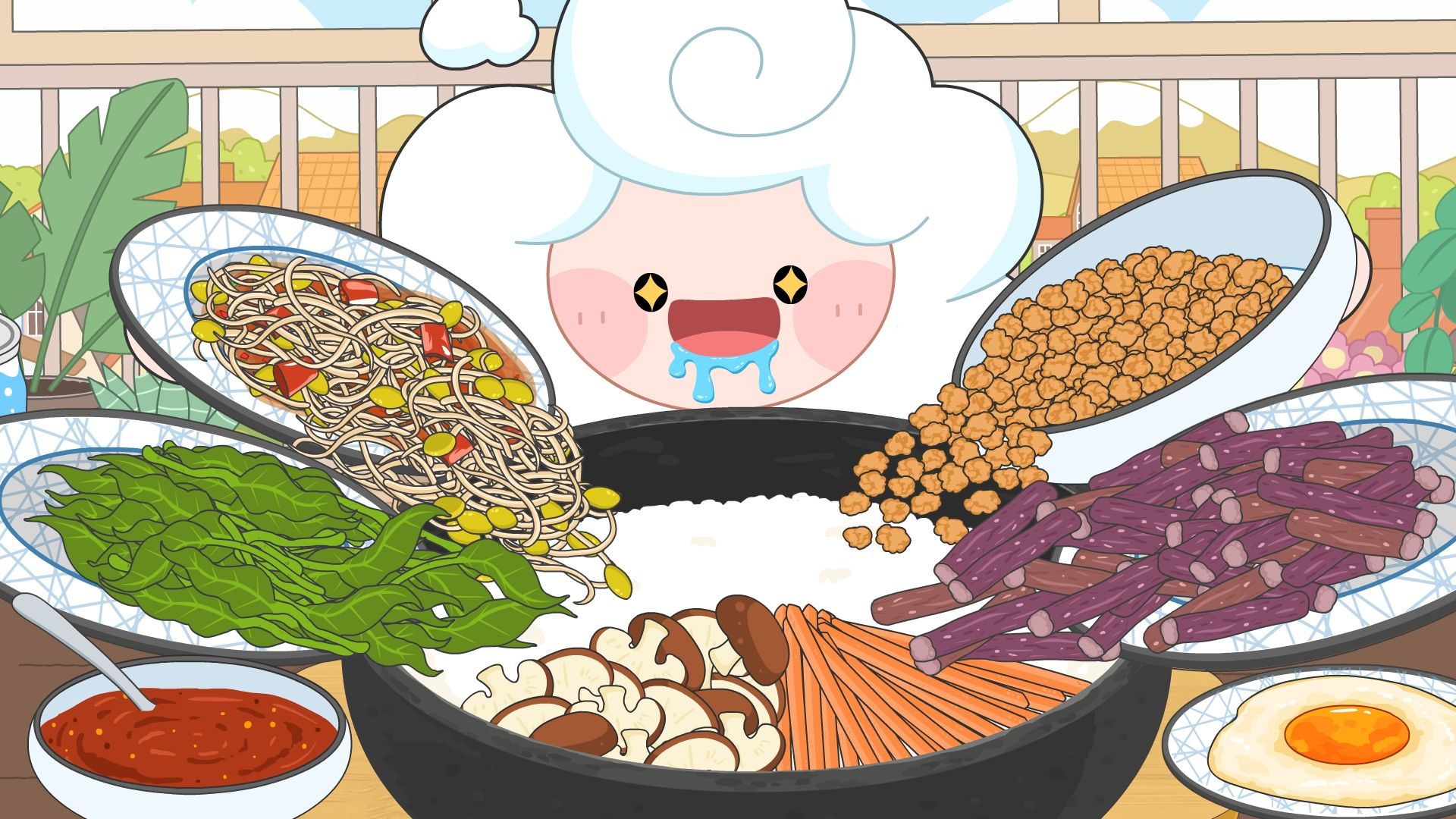 【蛋仔美食派对】一大锅石锅拌饭吃下去超饱