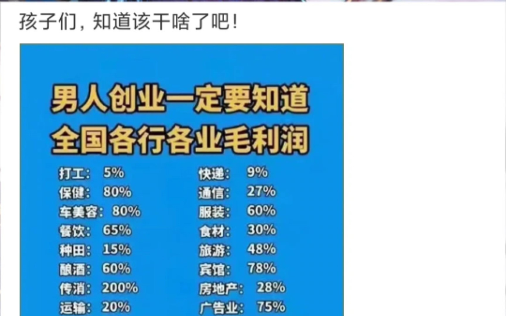 沙雕神评:各行业毛利润曝光,兄弟们知道该干啥了吧?哔哩哔哩bilibili