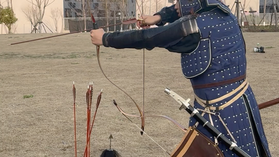 鑑银龙盔密扎升龙臂手直身布面铁甲传统射箭