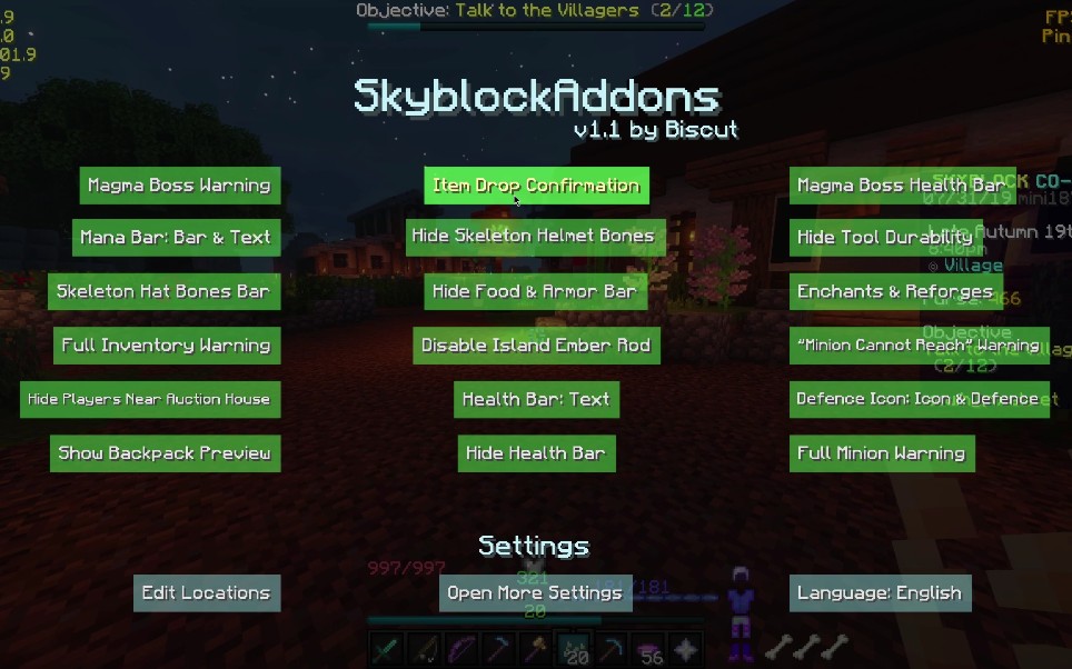 【模組】skyblockaddonsv1.1 已更新了24種功能 模組自帶中文