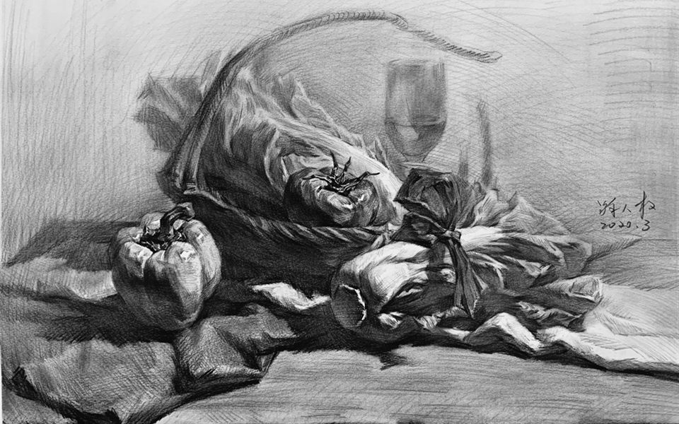 【素描静物】蔬菜组合教学视频分步骤学习美术联考教程珠海高地美术