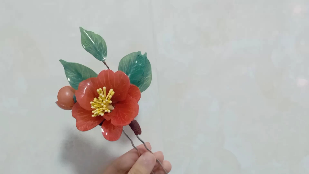 热缩片山茶花发簪