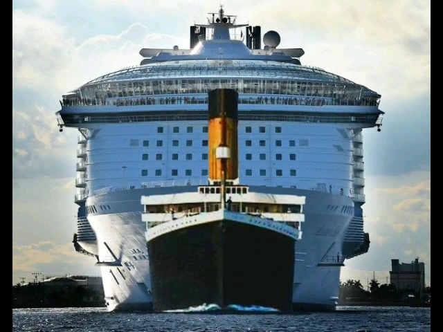 泰坦尼克号和现代邮轮尺寸对比