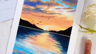 油画棒·橙色天空｜绘画教程