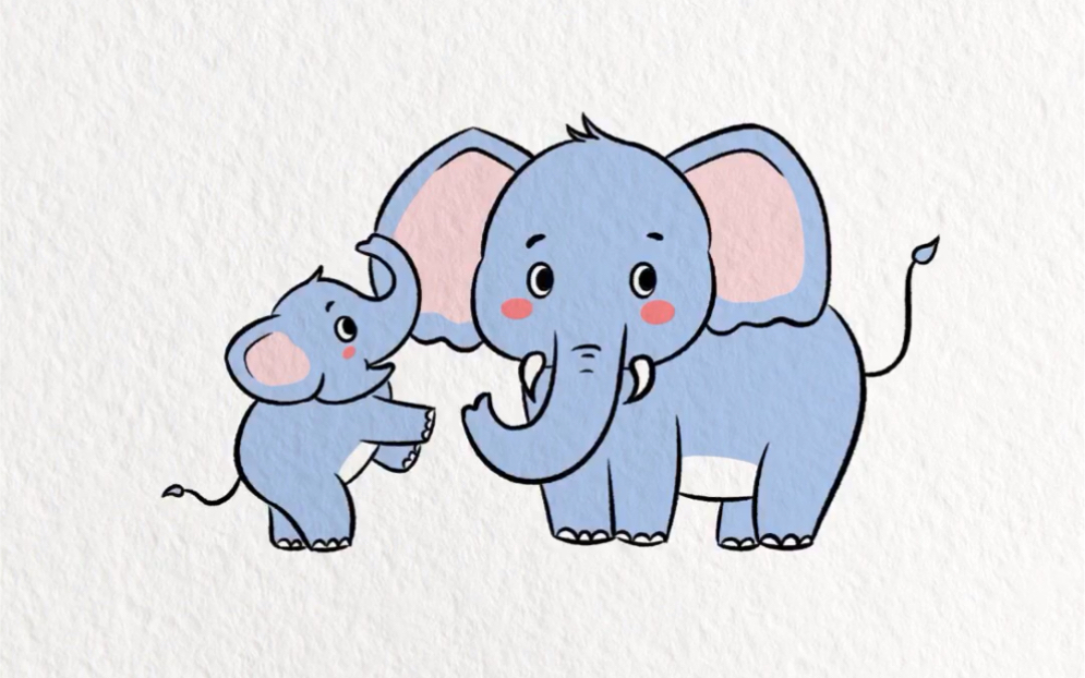 动物简笔画彩色大象图片