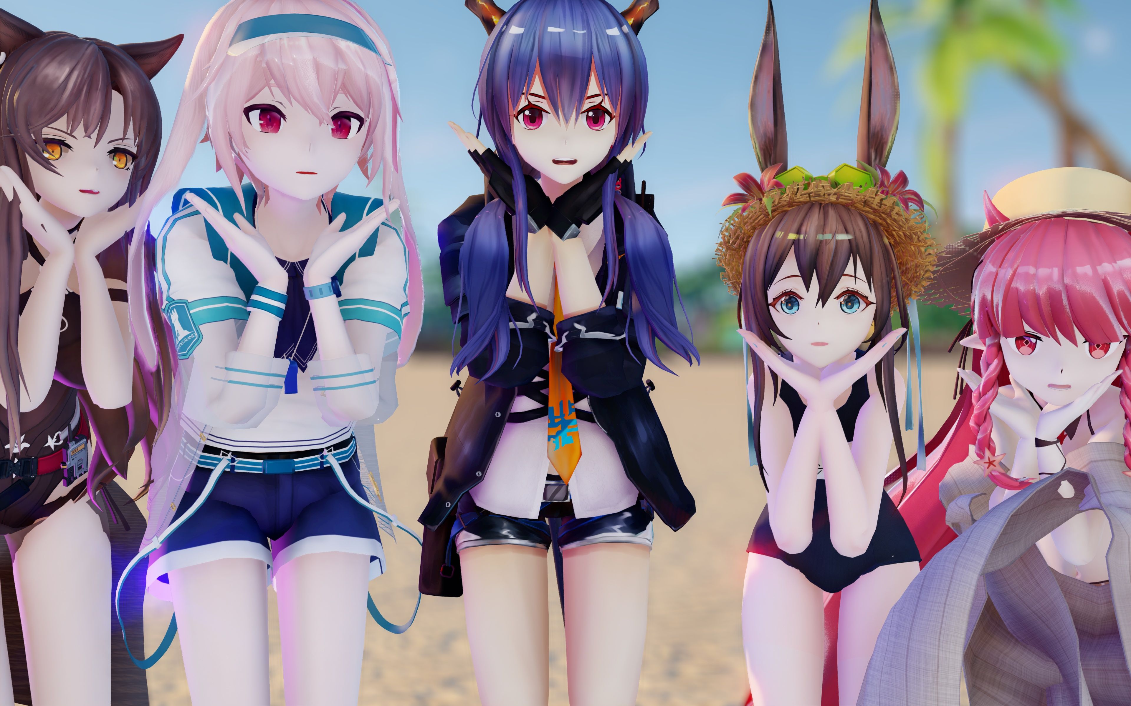 【明日方舟mmd】泳装五人随心所欲mercy【黑曜石节招募活动】_哔哩