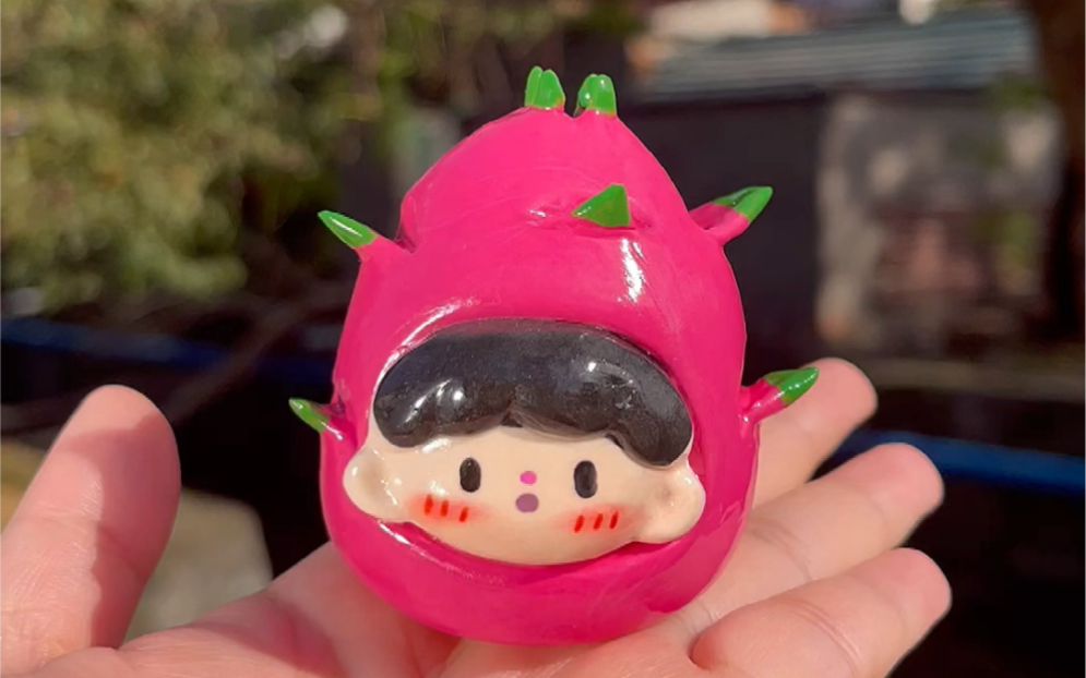 一颗亮晶晶的火龙果～#手工diy #超轻粘土手工 #我的手工日常