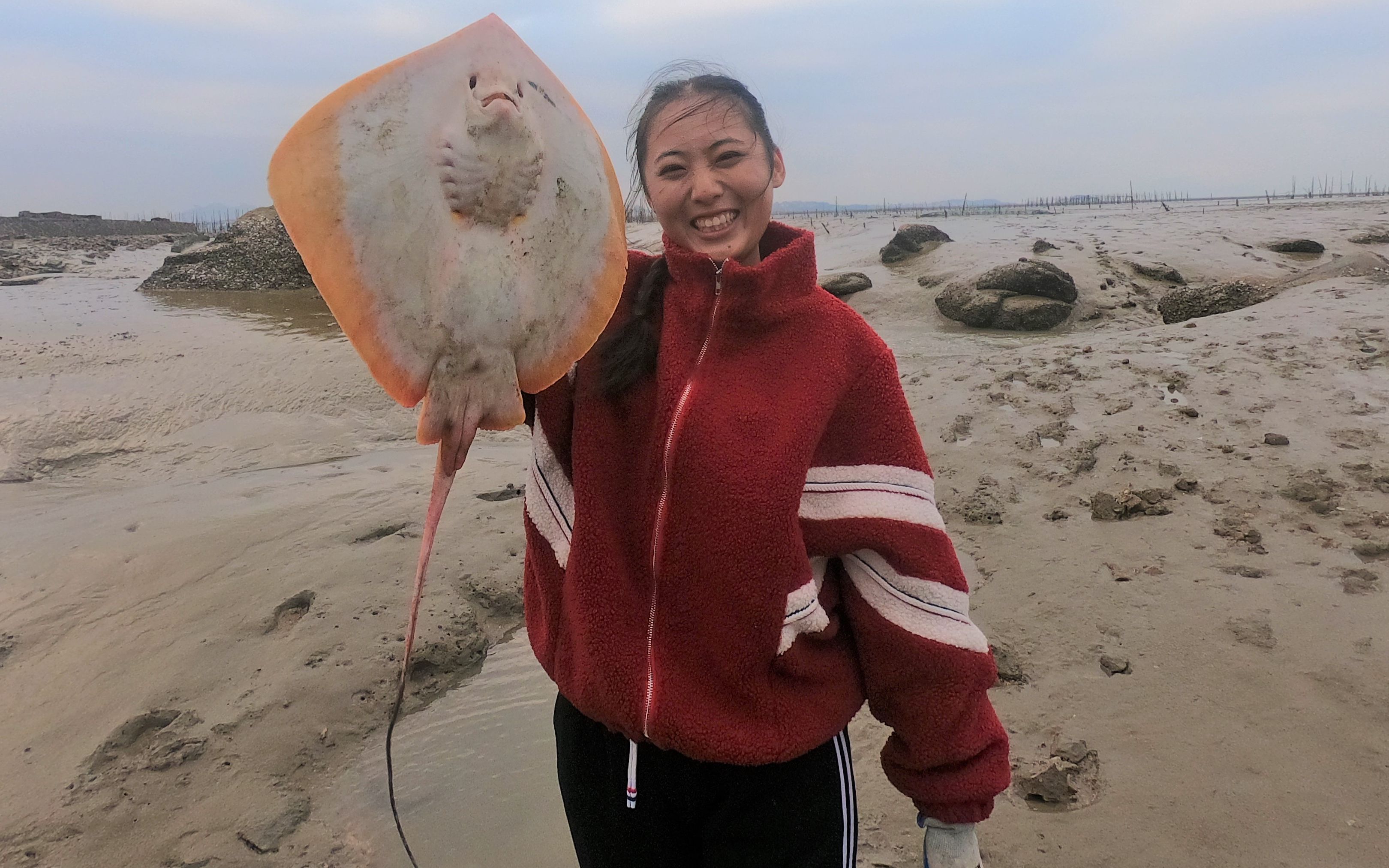 渔妹赶海翻石头,大货在水底隐藏的太好,带回去都够一家人吃了