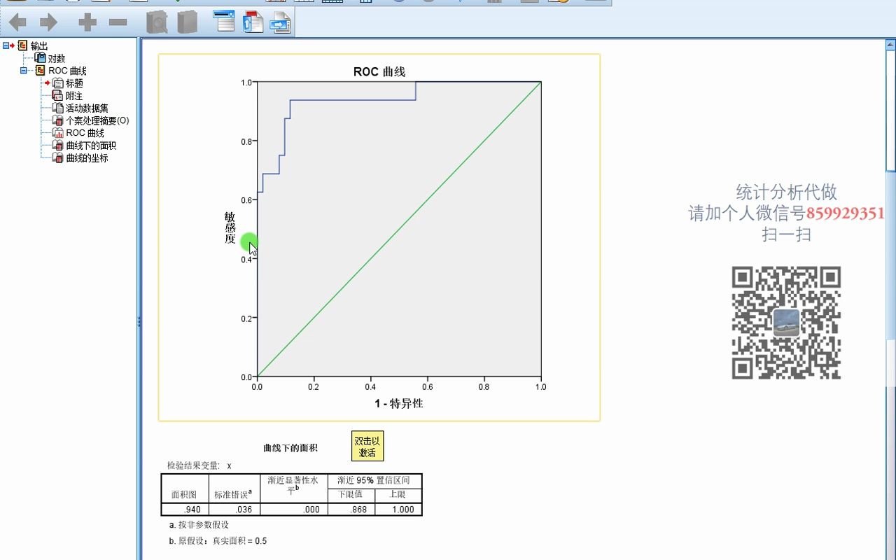 SPSS统计分析ROC曲线1ROC曲线曲线下面积AUC截断值cutoff约登指数灵敏度特异度哔哩哔哩bilibili