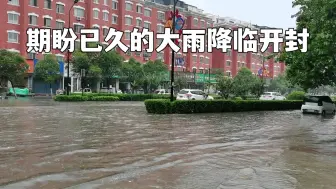 Download Video: 期盼已久的大雨降临古城开封，市区部分路段积水，出门请提前绕行