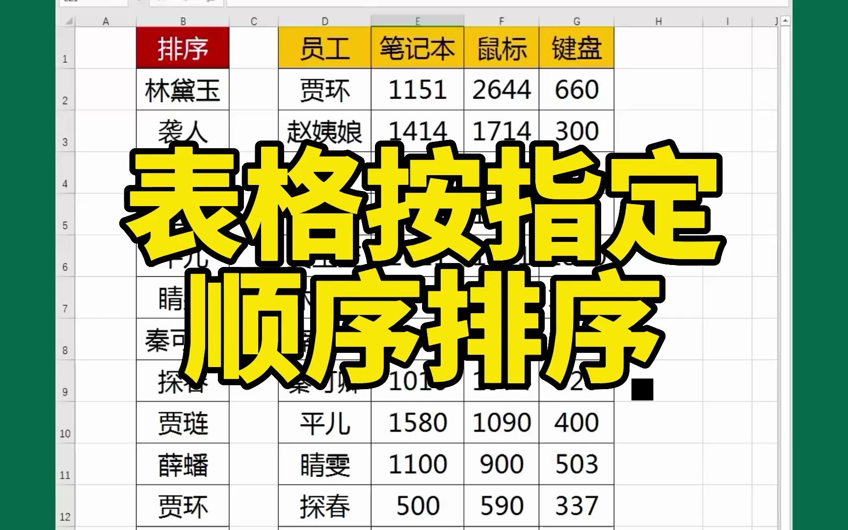 Excel表格,如何按照指定的顺序重新排序?哔哩哔哩bilibili