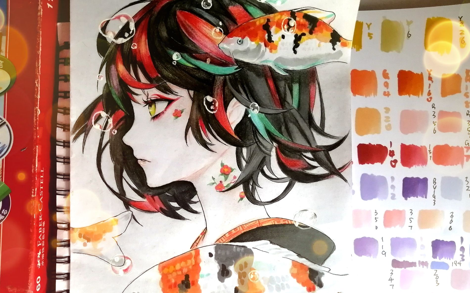 【马克笔手绘】与彩铅混用的艳丽色彩,第一次尝试,死也要画完.