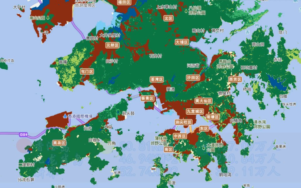 【数据】从卫星地图看2018香港18区发展(含面积、人口数据),山海之间,高楼林立,怪不得房价居高不下哔哩哔哩bilibili