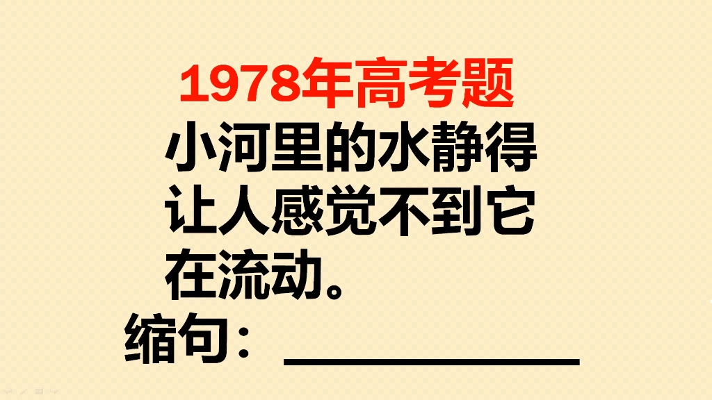 1978年高考题:缩句:小河里的水静得让人感觉不到它在流动哔哩哔哩bilibili