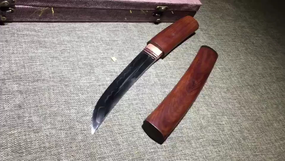 红酸枝t10烧刃小乌丸肋差匕首一袖刀50号