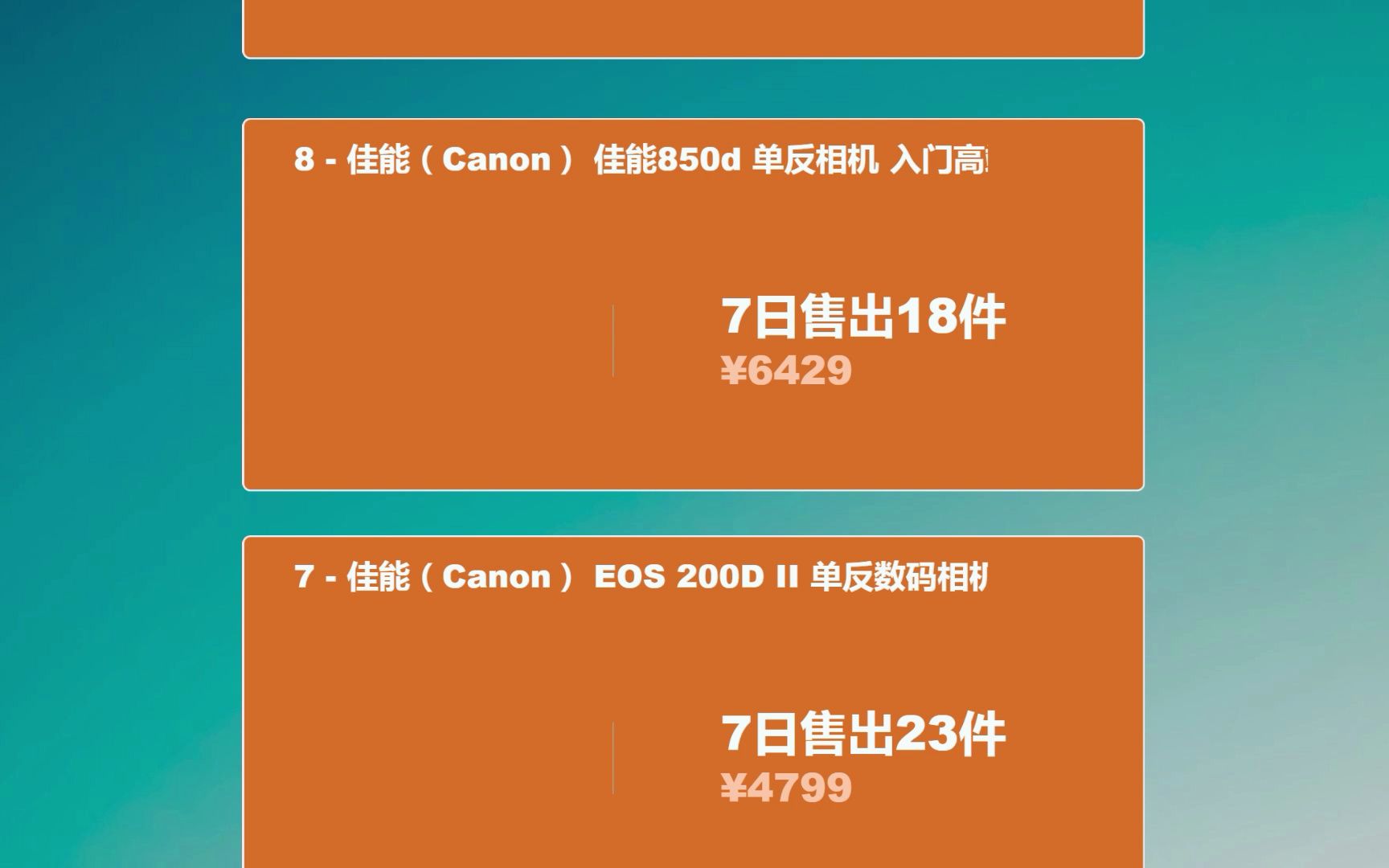 2023最新单反相机销量排行 佳能(Canon)EOS 200D2 单反相机哔哩哔哩bilibili