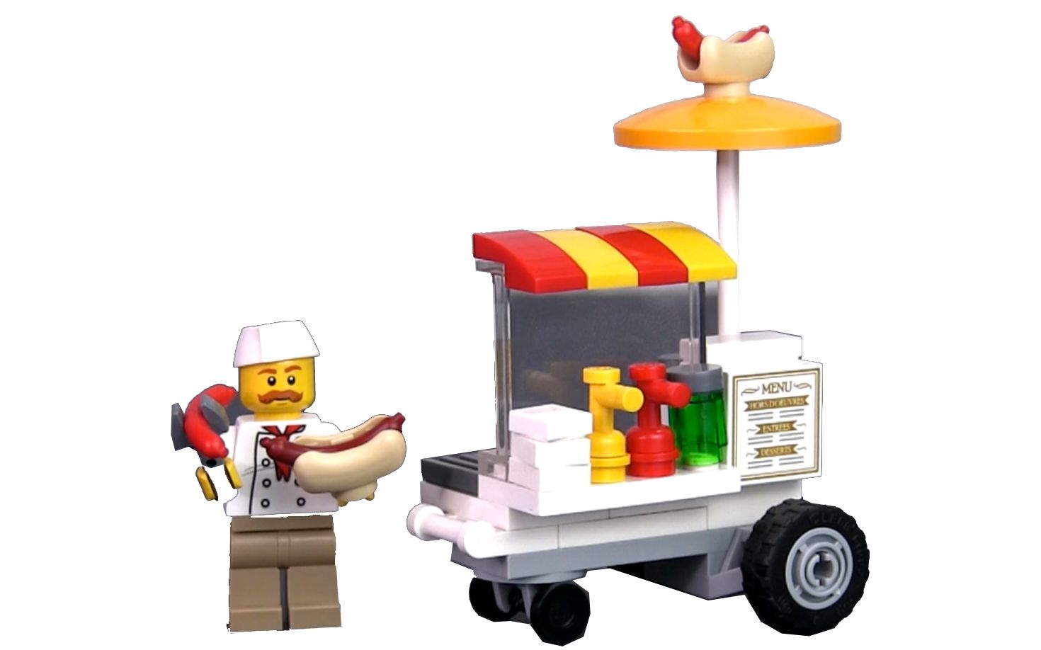 乐高moc教程 街边热狗移动摊位 拼搭指南