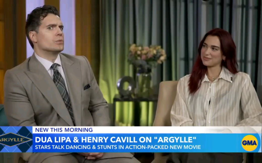 [图]电影“阿盖尔：神秘特工 Argylle (2024)”访谈：Dua Lipa and Henry Cavill talk new film 'Argylle'