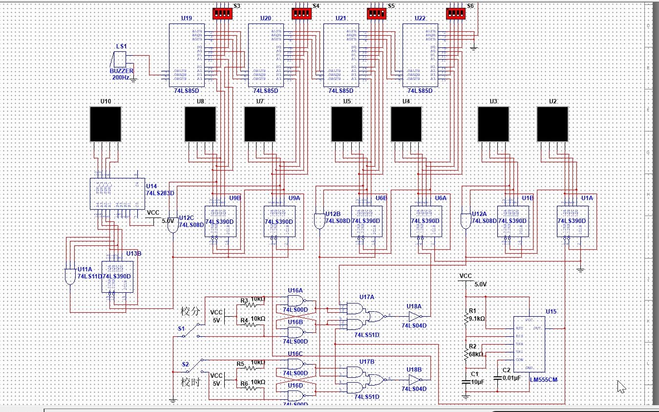 Multisim数字钟电路仿真设计(星期、时分秒\校准\闹钟)哔哩哔哩bilibili