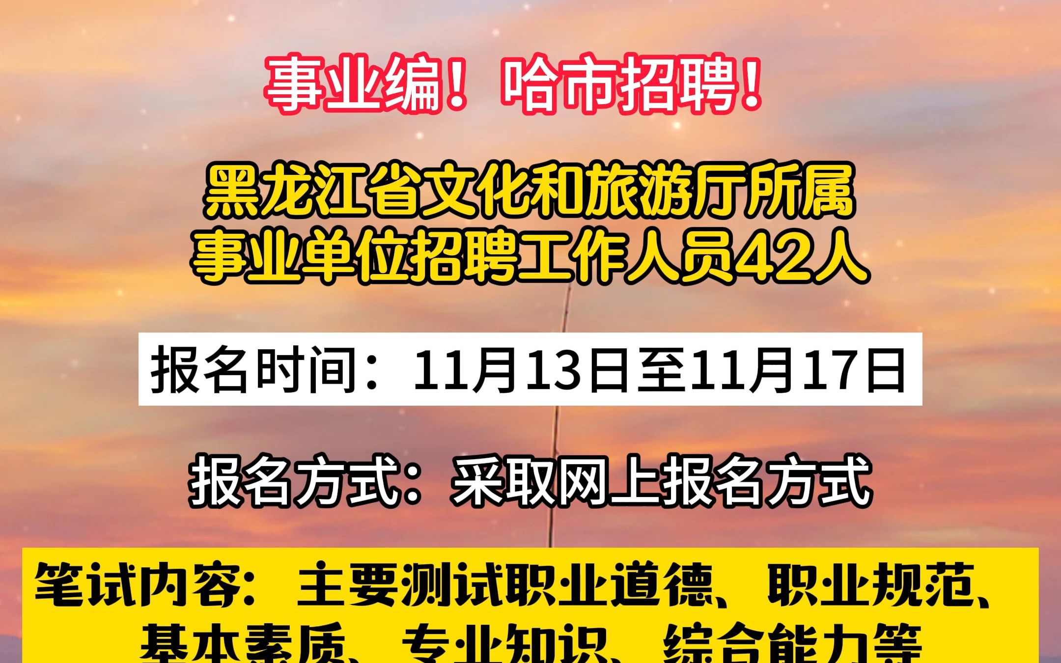 黑龙江省文化和旅游厅所属事业单位招聘工作人员42人!哔哩哔哩bilibili