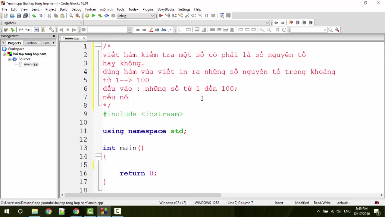 [图]C++ - 17 - Bài tập tổng hợp Hàm ( In số nguyên tố) | Học lập