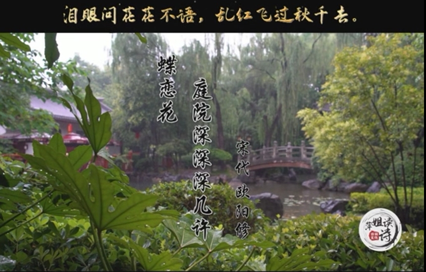 [图]欧阳修<蝶恋花-庭院深深深几许>泪眼问花花不语，乱红飞过秋千去