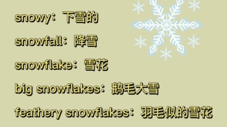 下雪有关英语口语词汇表达哔哩哔哩bilibili