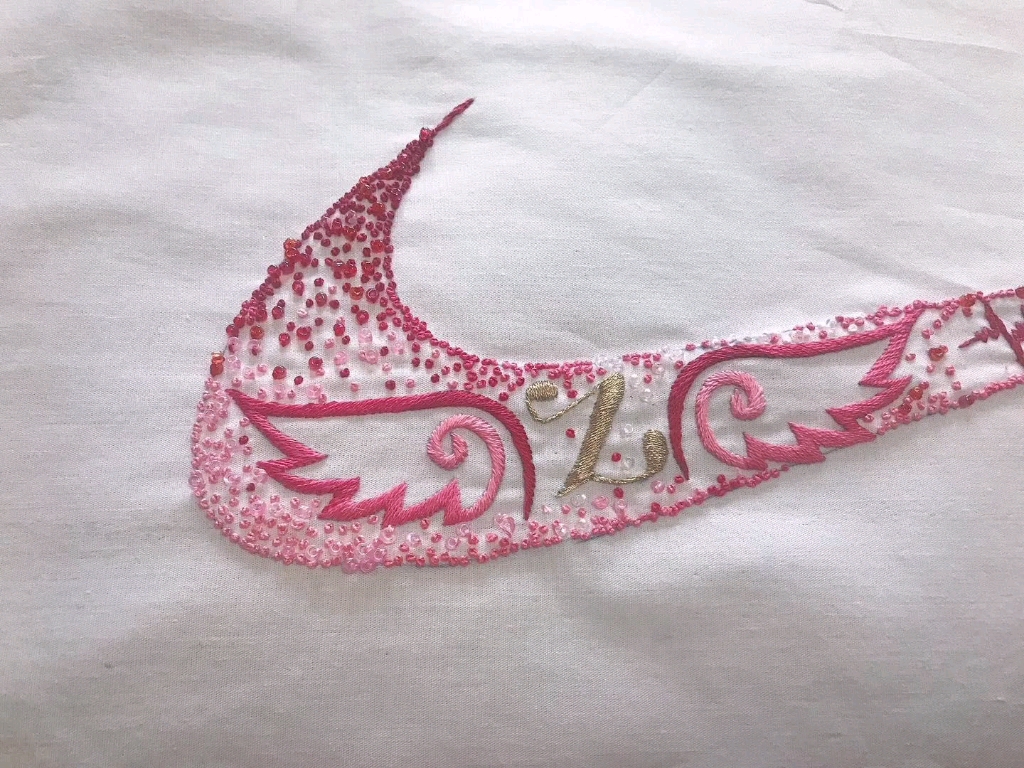 手工刺绣耐克标—你是我的天使(原创)_哔哩哔哩 (゜-゜)つロ 干杯