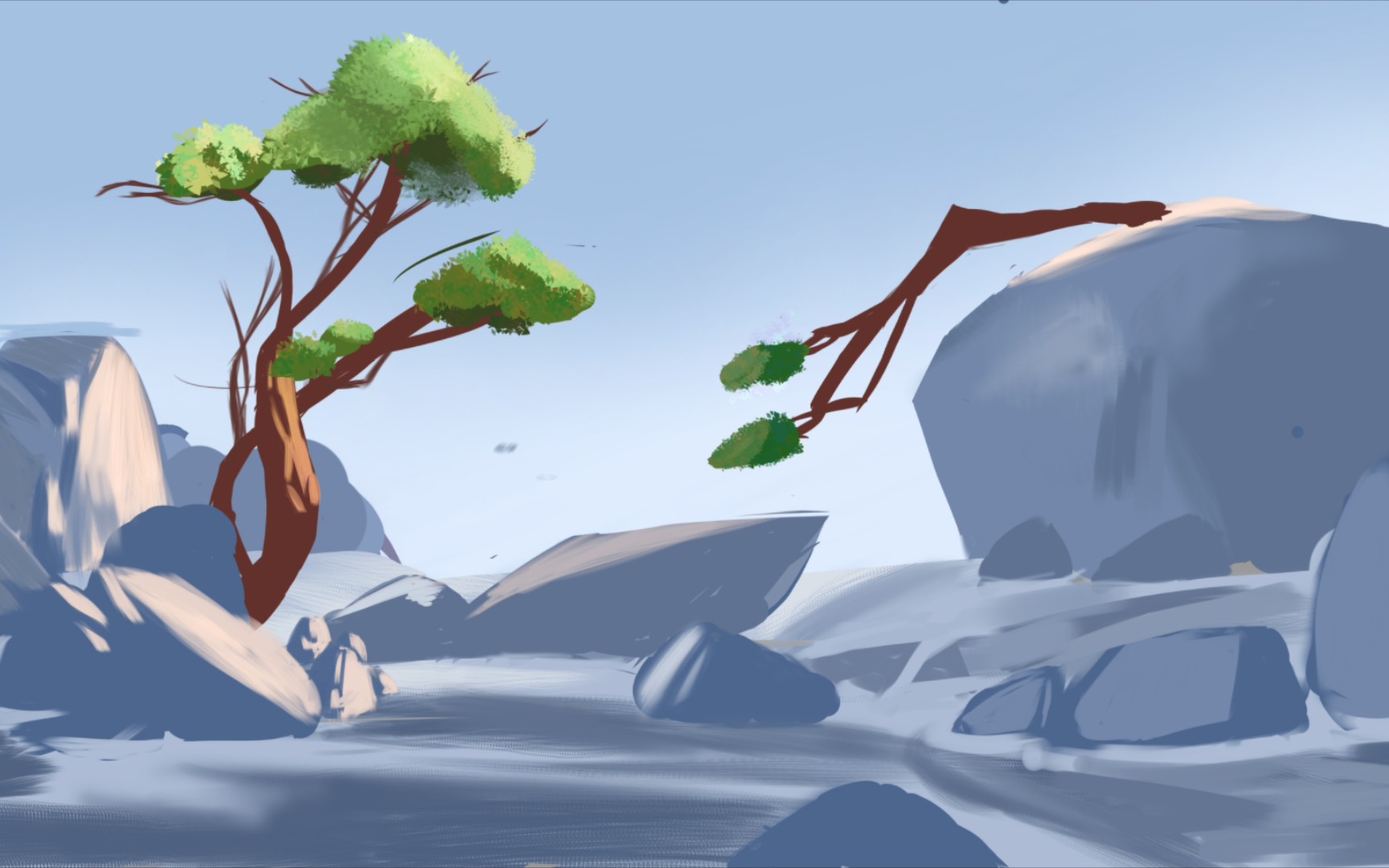 【板绘/坚持3个月绘画】场景篇-小溪绘画过程