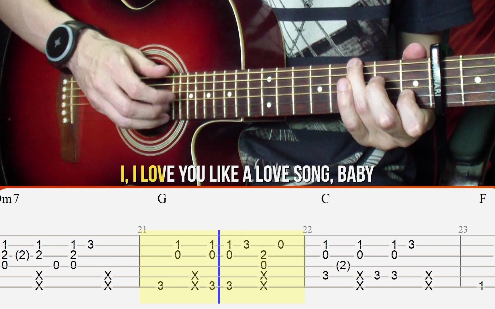 [图]学一首指弹小情歌！Selena Gomez–Love You Like A Love Song（Kaminari Guitar）