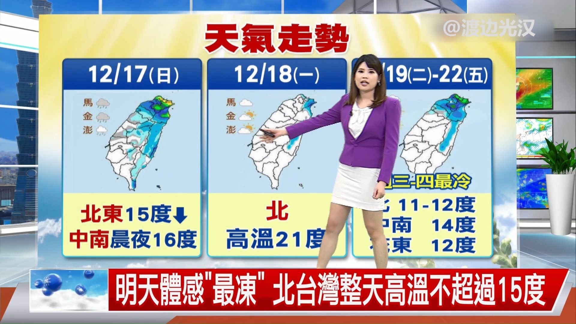 【臺灣天氣預報】20231216 冷冷冷,低溫降到十度