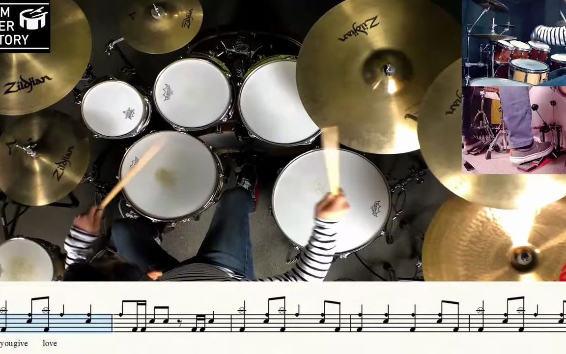 [图]适合架子鼓启蒙自学歌曲示范视频： Love A Bad Name- Bon Jovi -,Drum cover,dr