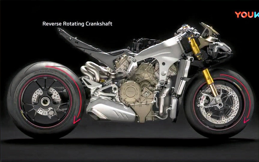 desmosedici stradale - v4 layout and reverse rotat