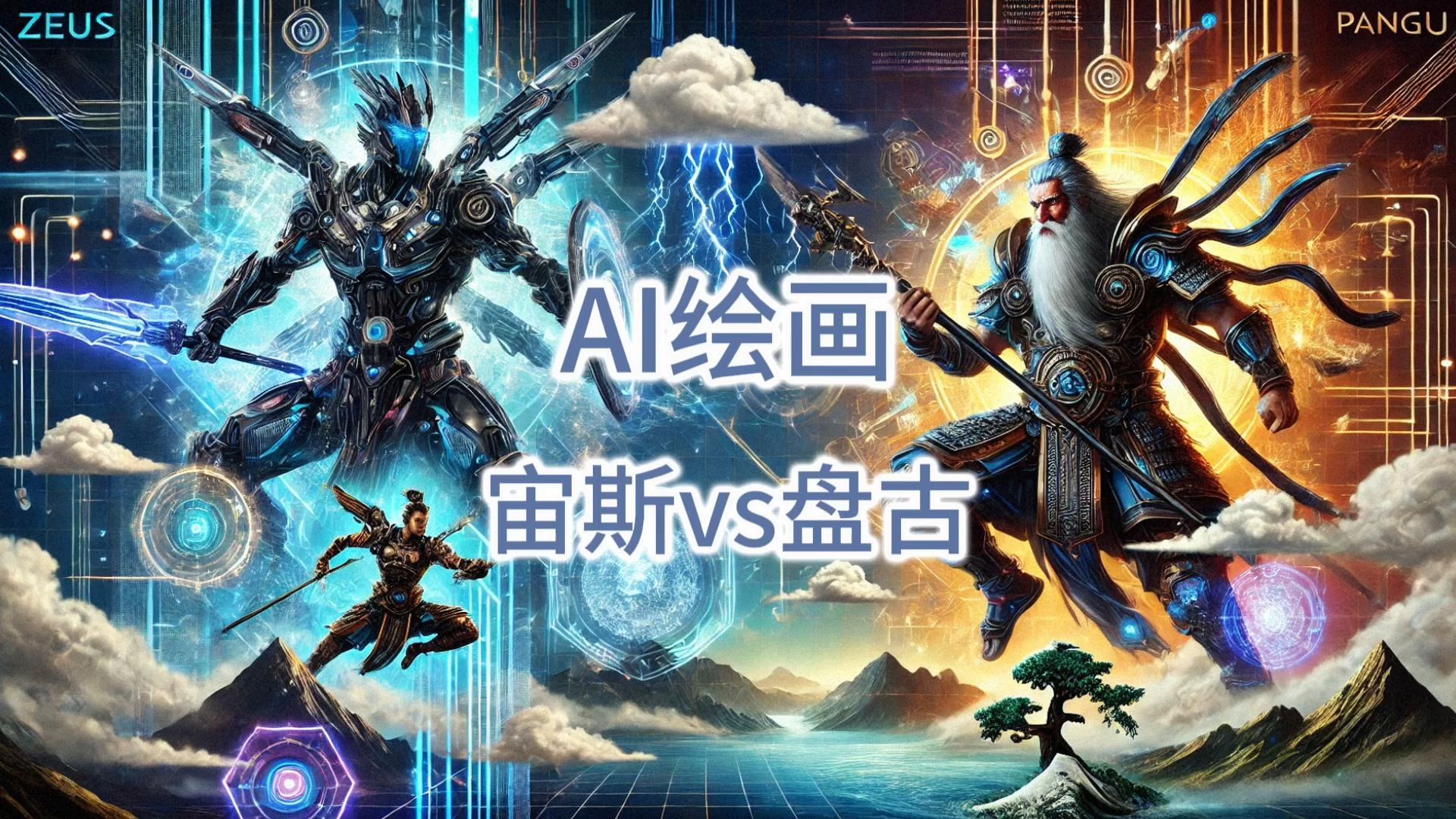 各ai平台画宙斯vs盘古 中西神话终极对决 通义拉胯 huggingchat搞笑