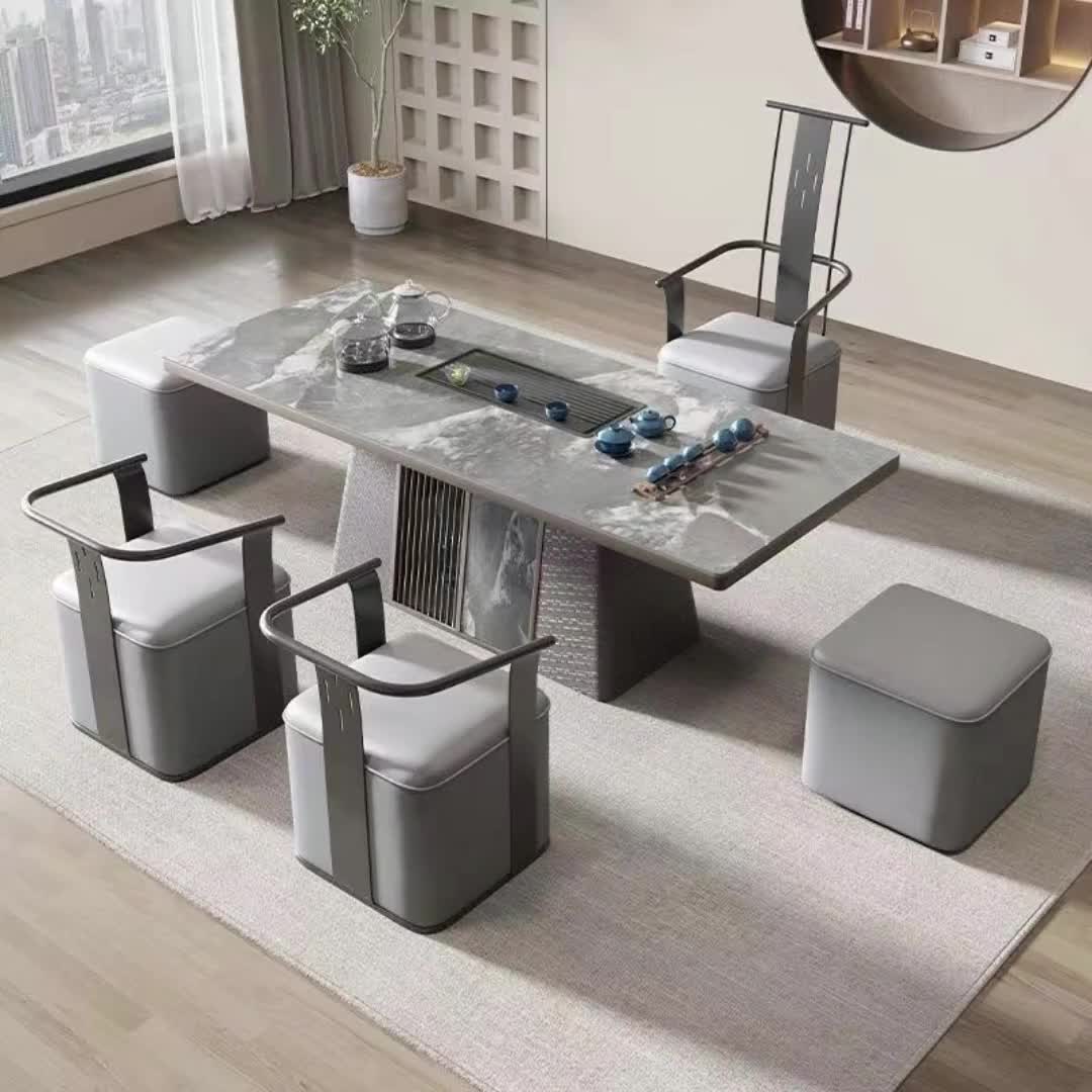 【21元券】茶桌现代轻奢风桌椅组合办公室隐藏式全自动一体茶台岩板