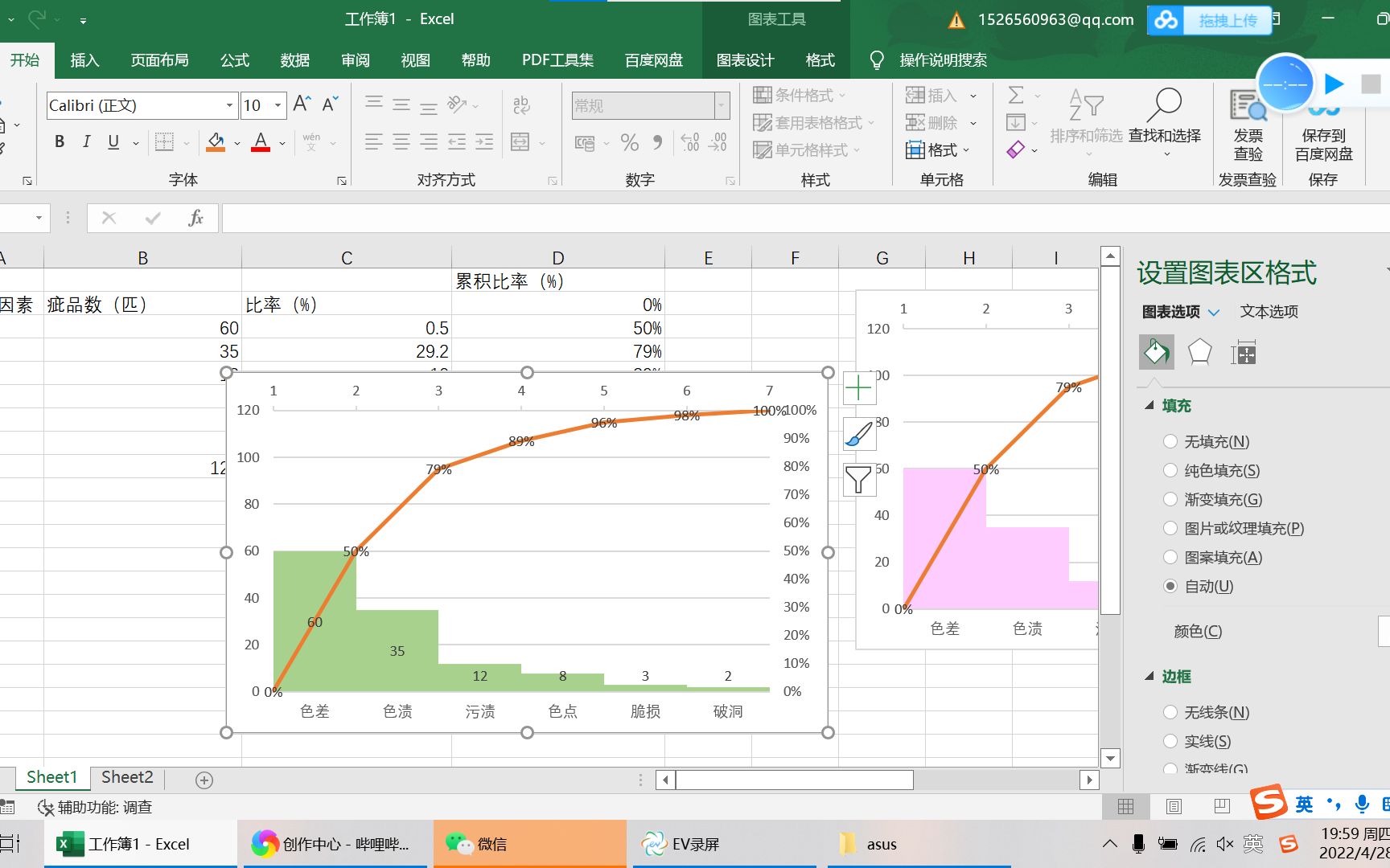 Excel制作帕累托图哔哩哔哩bilibili