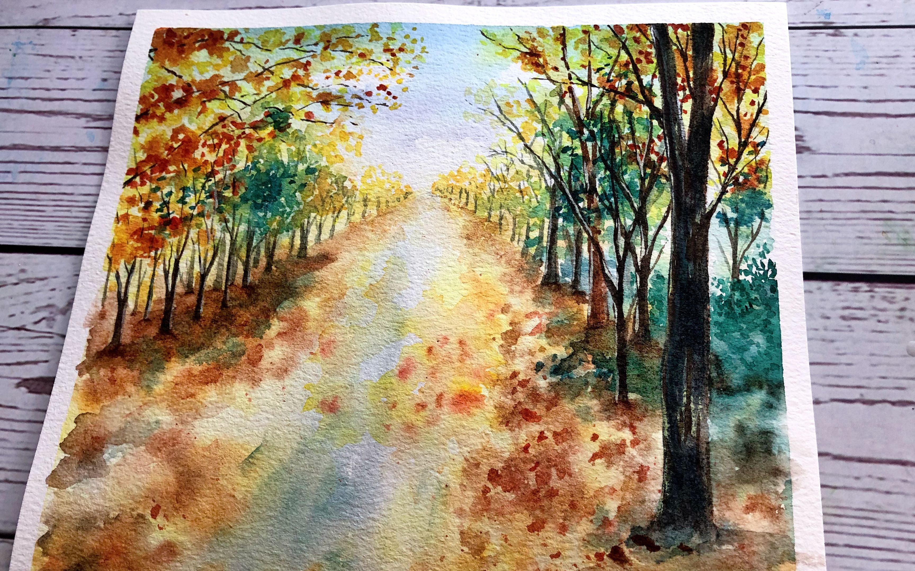 【零基础水彩】美美的公路,适合初学者的水彩风景画