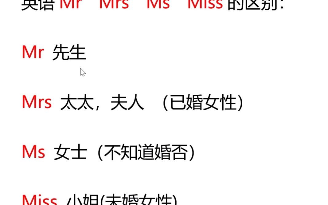 英语Mr Mrs Ms Miss区别哔哩哔哩bilibili