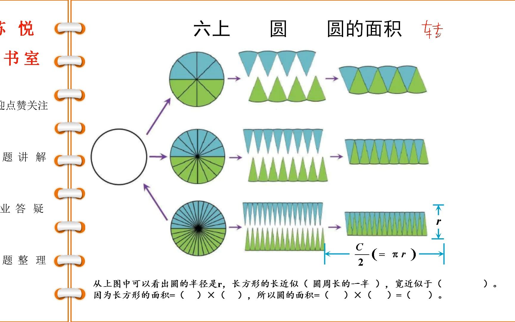 六年级数学上学期圆 转化法推导圆的面积