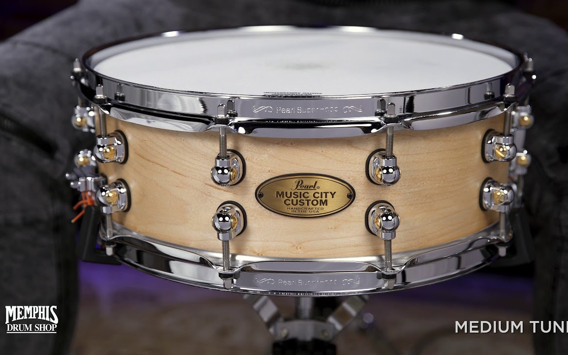 【珍珠军鼓】music city custom solid maple snare drum - natural