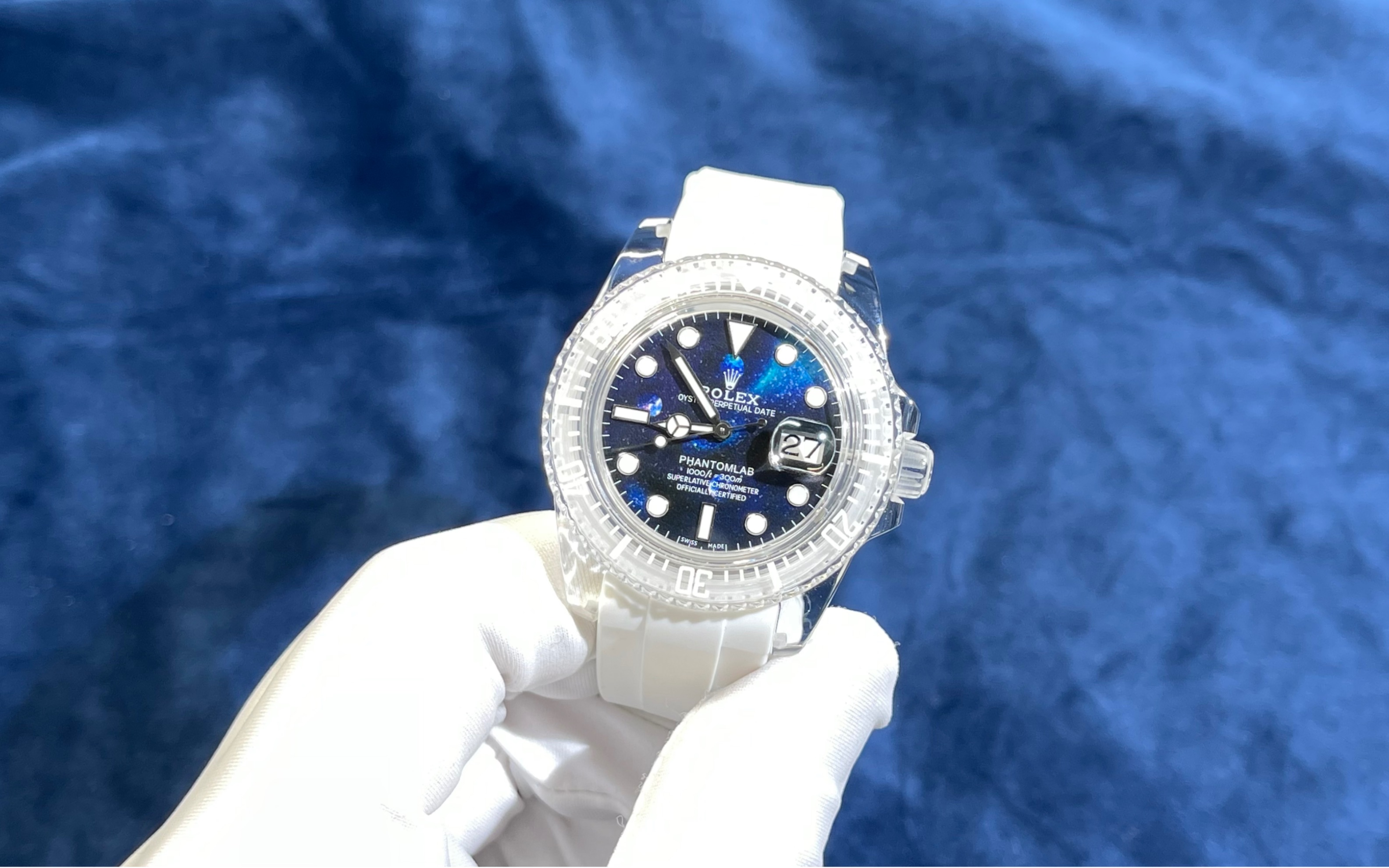 劳力士透明水晶壳水鬼搭配正品3135蓝游丝机芯