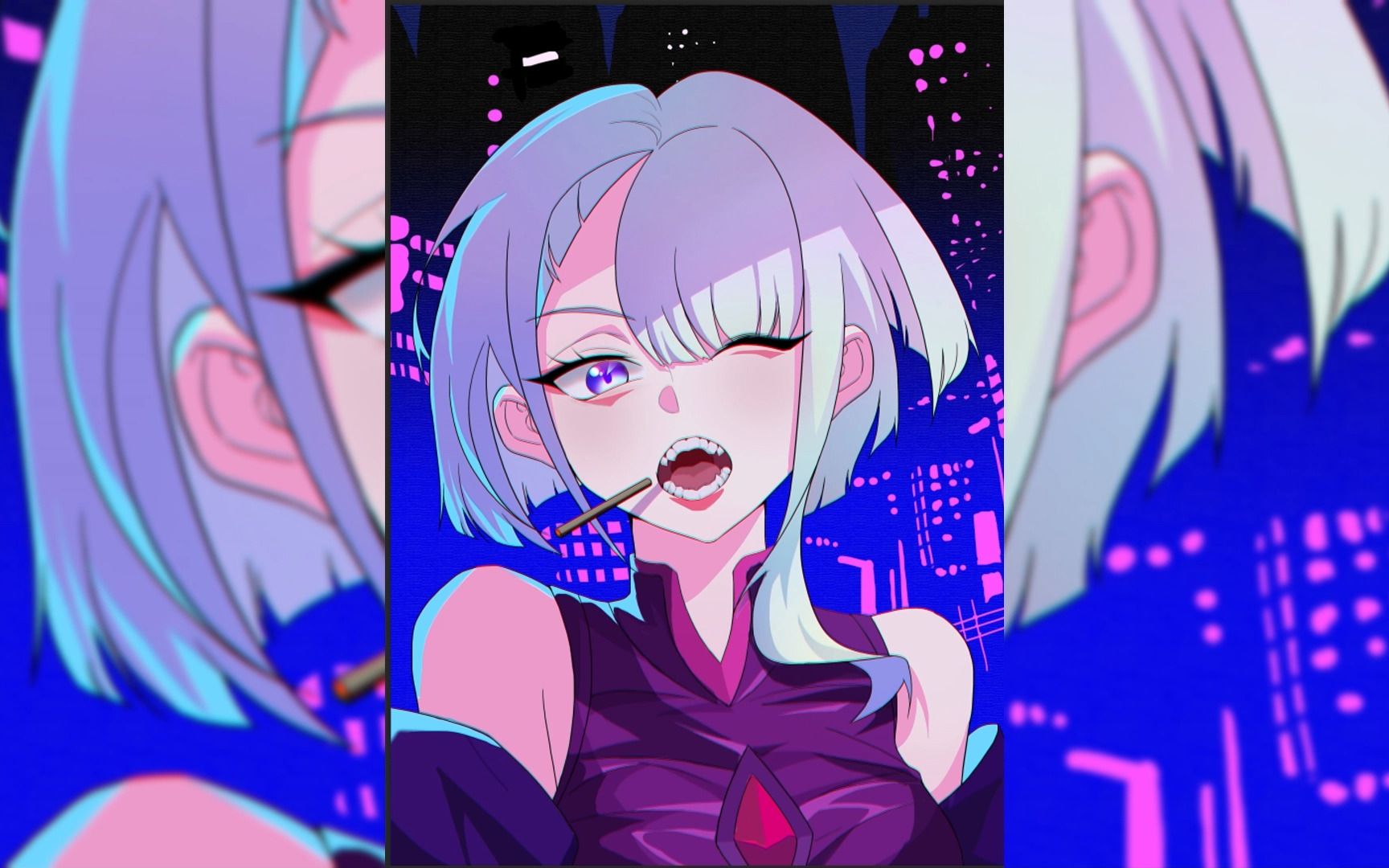 《赛博朋克:边缘行者》 露西lucy 倍速平涂绘画过程--白起老师_哔哩