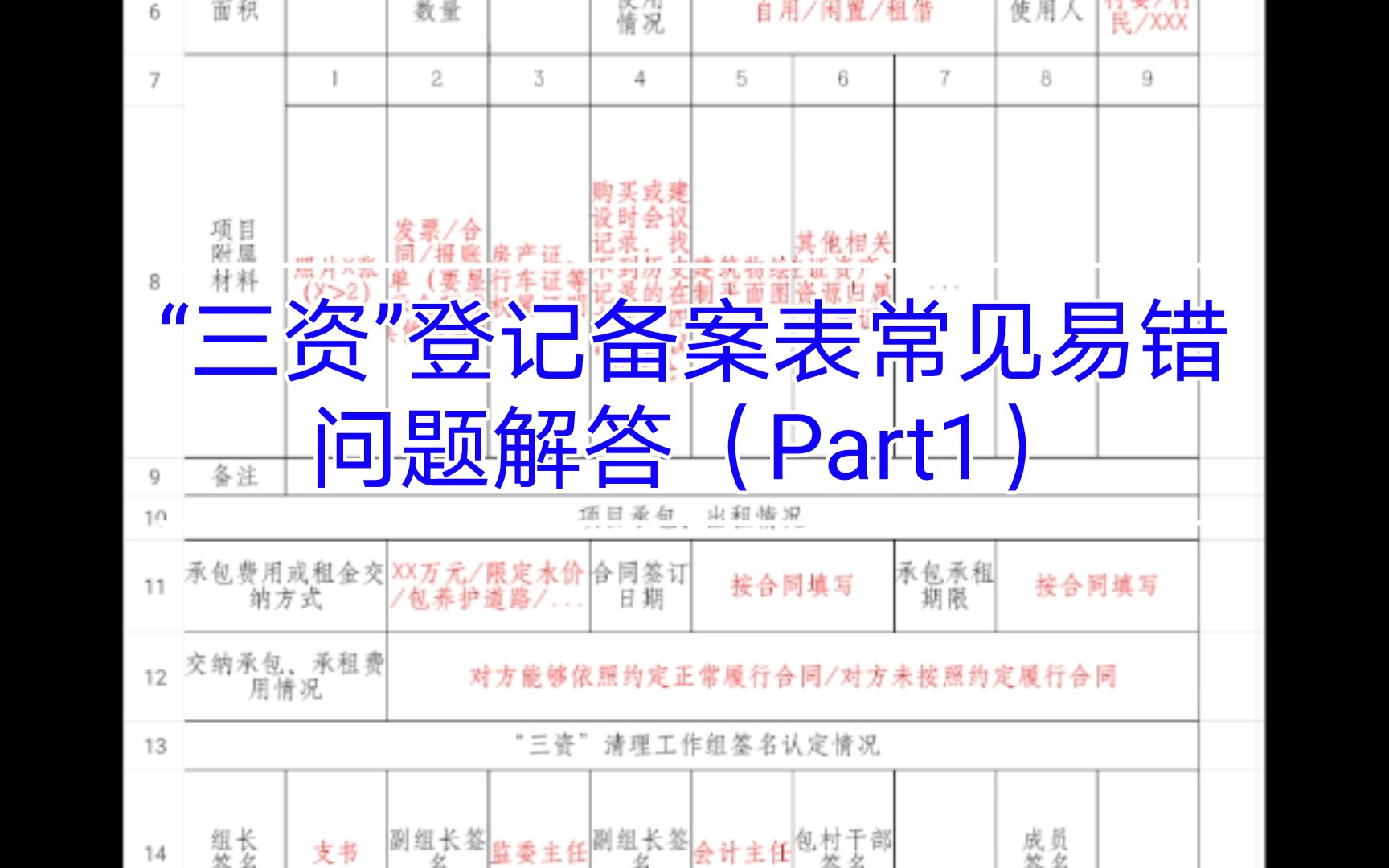 “三资”清理登记备案表常见易错问题解答(Part1)哔哩哔哩bilibili